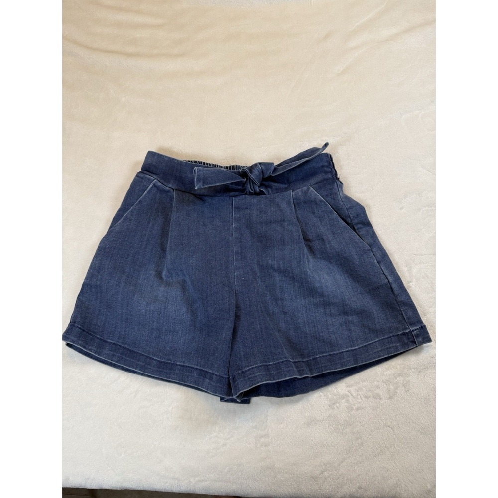 Habitual Girl Shorts Size 16 Blue Denim Tie Waist Pleated Paperbag Teen Girls